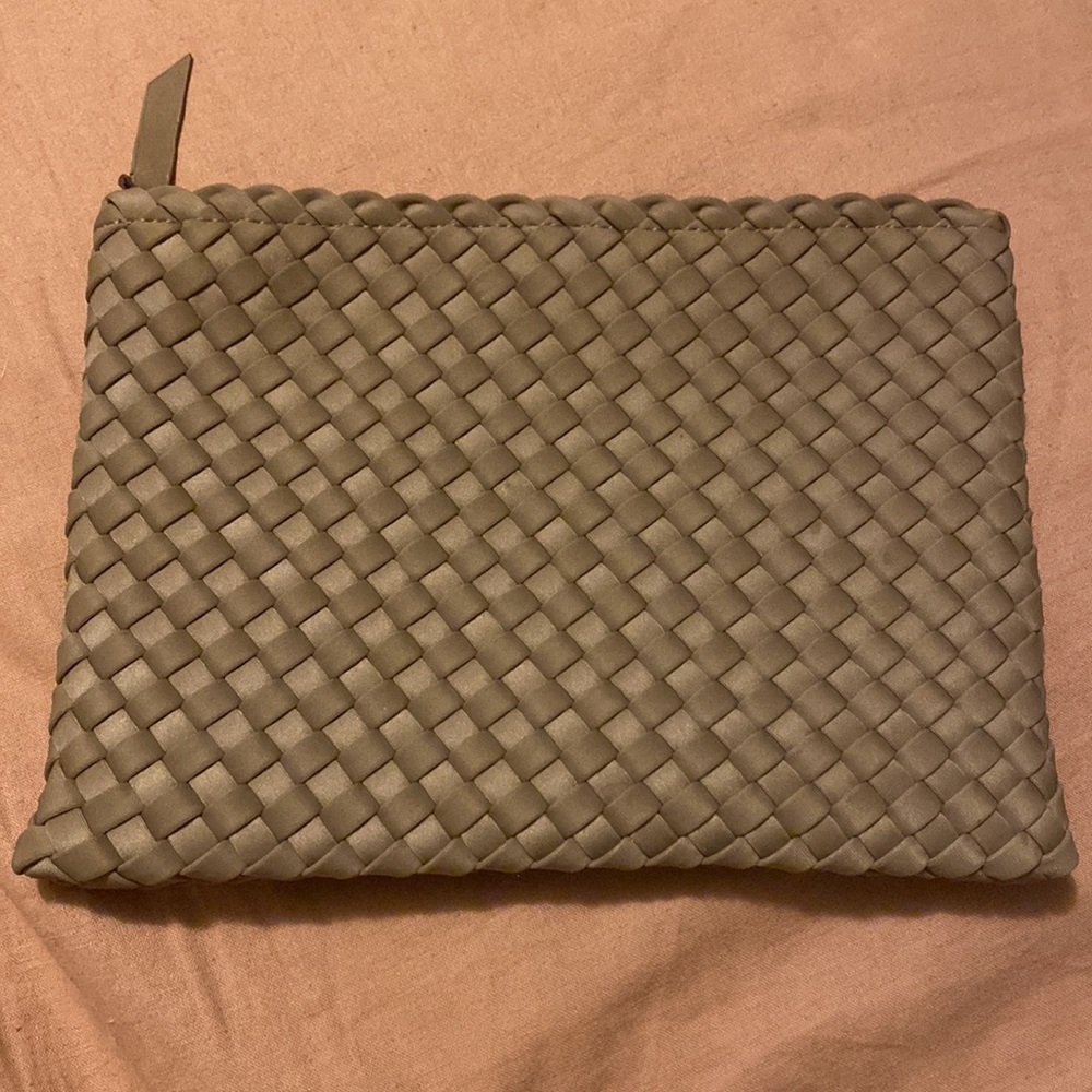 Naghedi Tan Woven Medium Salina Pouch Clutch